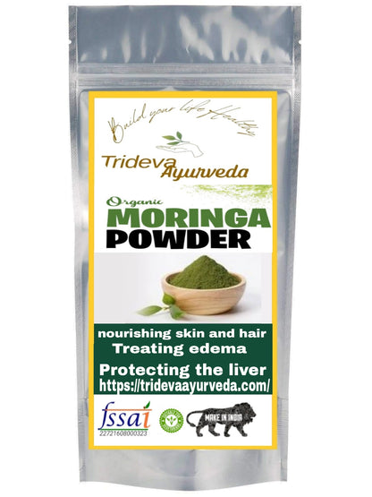 Trideva ayurveda Organic Moringa Powder  From Pure Moringa Leaves | Gives Natural Energy & Nutrients