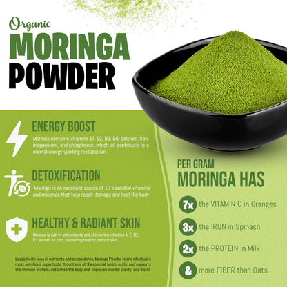 Trideva ayurveda Organic Moringa Powder  From Pure Moringa Leaves | Gives Natural Energy & Nutrients